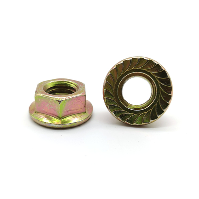 M5-M20 DIN 6923 Carbon Steel Flange Nuts Yellow Zinc Steel Grade 8 Serrated Hex Flange Nuts