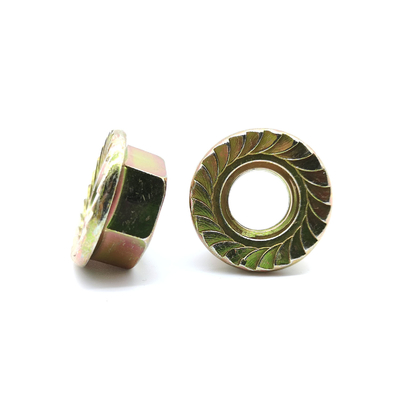 M5-M20 DIN 6923 Carbon Steel Flange Nuts Yellow Zinc Steel Grade 8 Serrated Hex Flange Nuts
