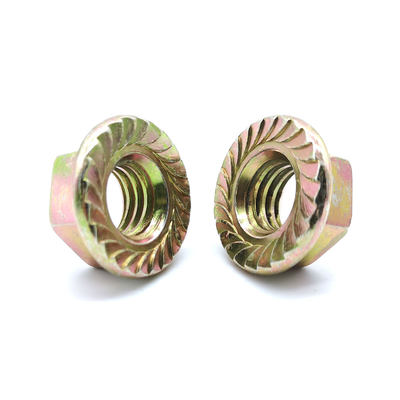 M5-M20 DIN 6923 Carbon Steel Flange Nuts Yellow Zinc Steel Grade 8 Serrated Hex Flange Nuts