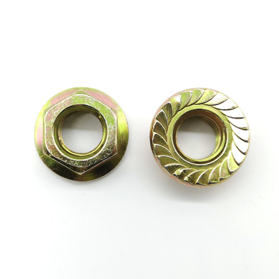 M5-M20 DIN 6923 Carbon Steel Flange Nuts Yellow Zinc Steel Grade 8 Serrated Hex Flange Nuts