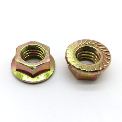 M5-M20 DIN 6923 Carbon Steel Flange Nuts Yellow Zinc Steel Grade 8 Serrated Hex Flange Nuts