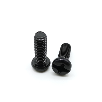 Black Zinc Steel 4mm Slotted Round Head Machine Screws Phillips Combo Drive