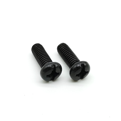 Black Zinc Steel 4mm Slotted Round Head Machine Screws Phillips Combo Drive
