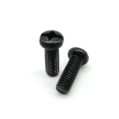 Black Zinc Steel 4mm Slotted Round Head Machine Screws Phillips Combo Drive